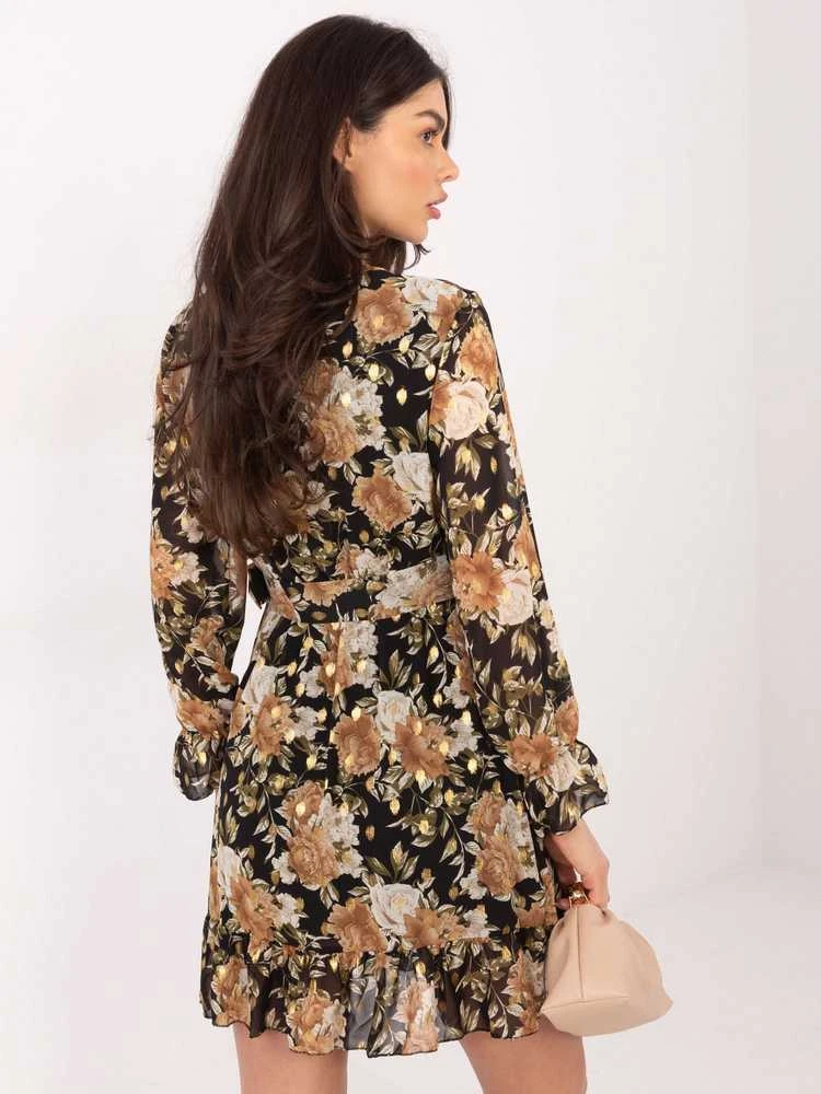Italy Moda Suknelė-DHJ-SK-12220-2.14P-juoda-smėlio spalvos