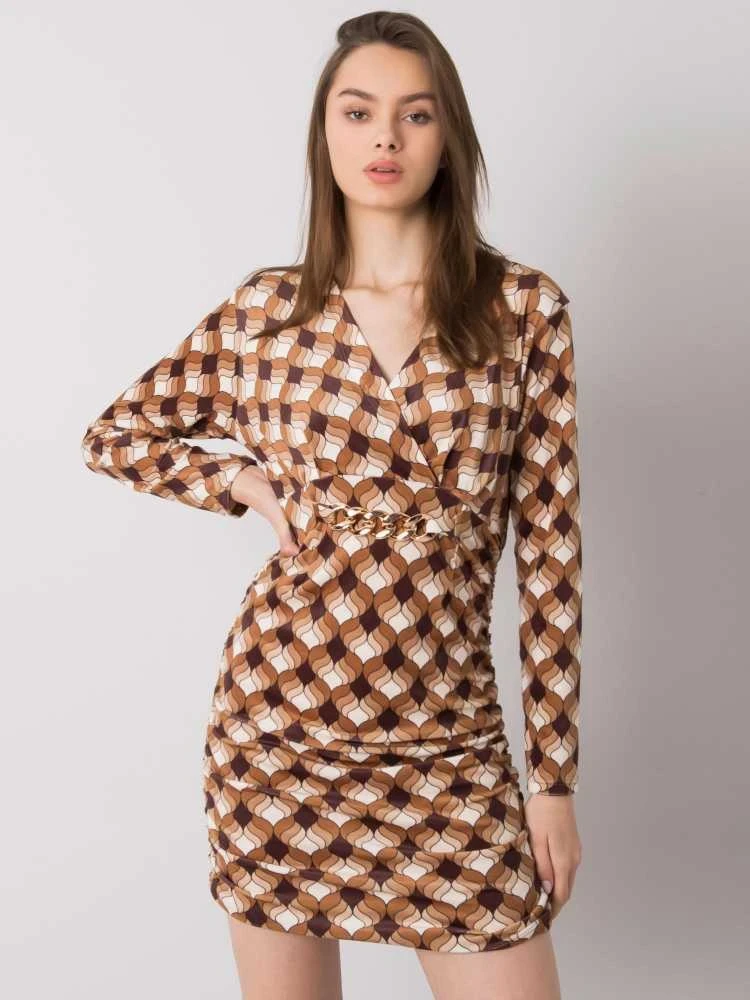 Italy Moda Suknelė-DHJ-SK-12695.26P-šviesiai ruda