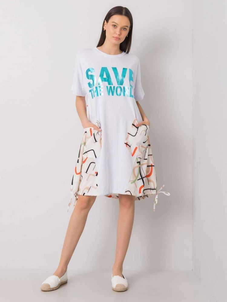 Italy Moda Suknelė-DHJ-SK-13117.41P-balta-smėlio spalvos