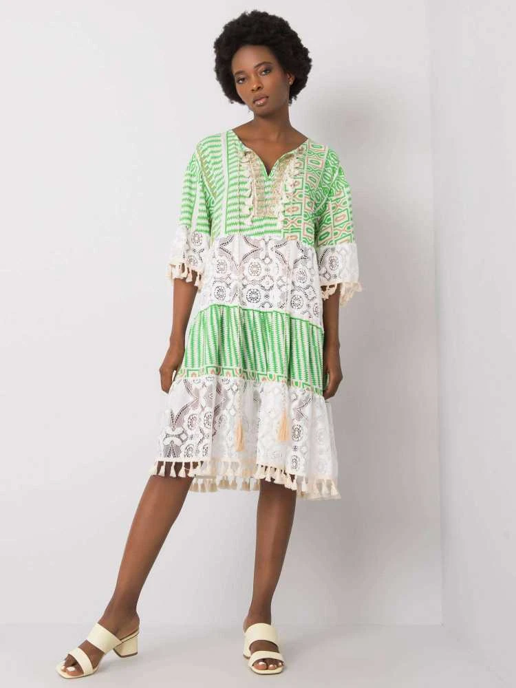 Italy Moda Suknelė-DHJ-SK-13567.41P-balta-žalia