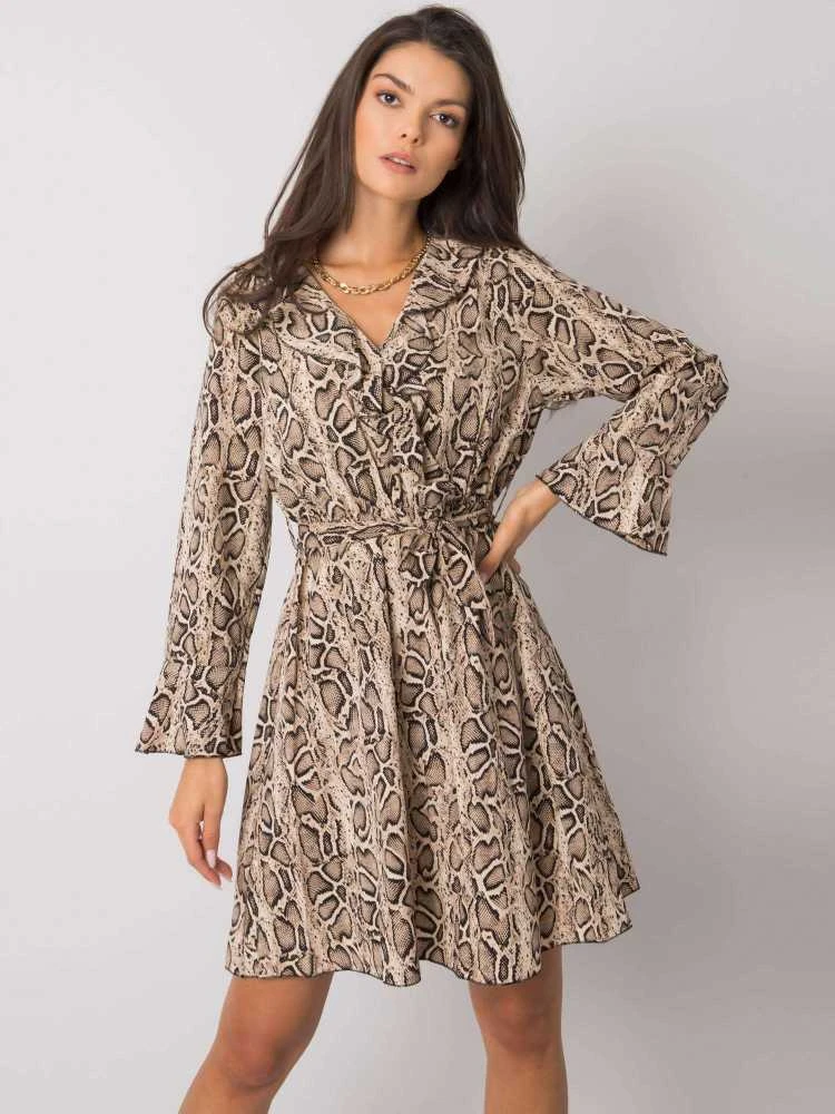 Italy Moda Suknelė-DHJ-SK-13891B.07P-juoda-smėlio spalvos