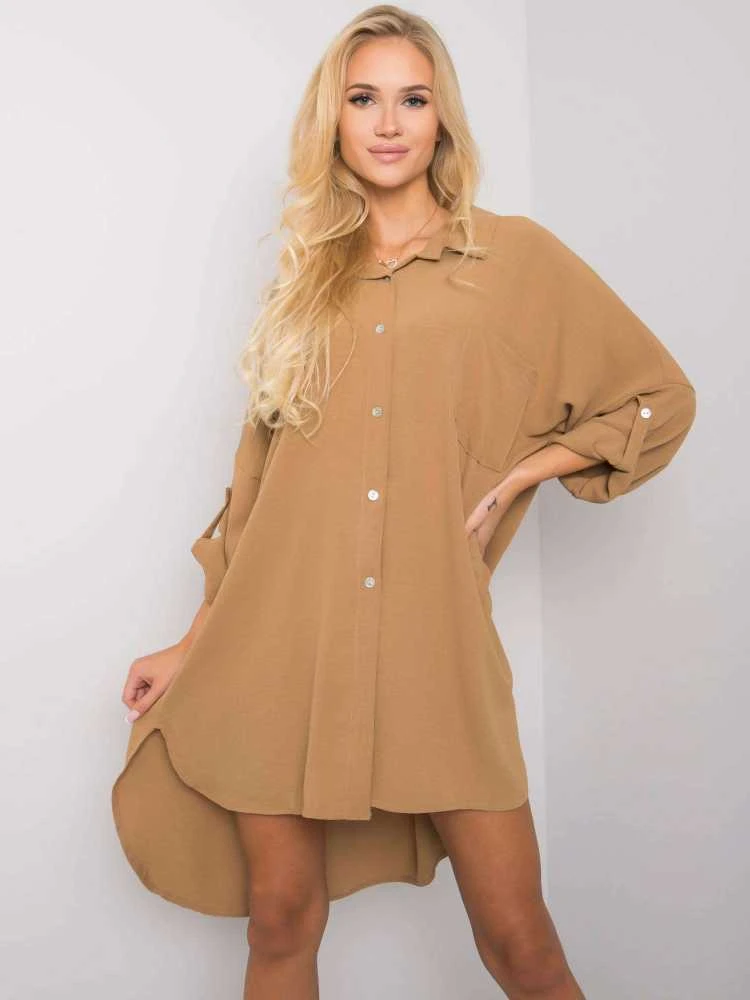 Italy Moda Suknelė-DHJ-SK-13938.02P-tamsiai smėlio spalvos