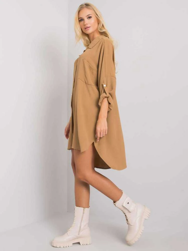 Italy Moda Suknelė-DHJ-SK-13938.02P-tamsiai smėlio spalvos