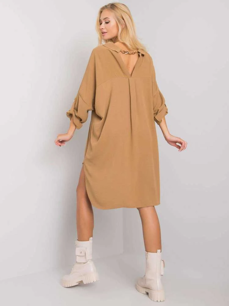 Italy Moda Suknelė-DHJ-SK-13938.02P-tamsiai smėlio spalvos
