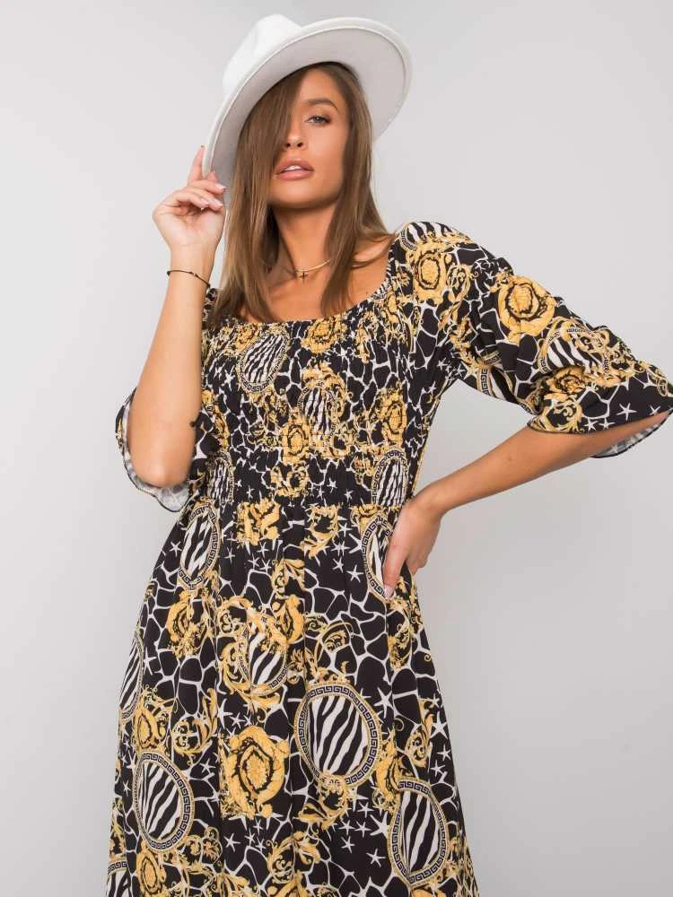 Italy Moda Suknelė-DHJ-SK-13965-1.61P-juoda-geltona