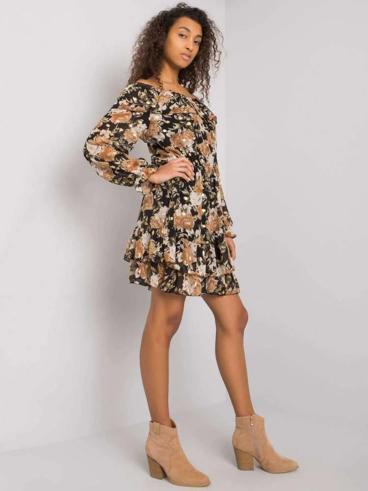 Italy Moda Suknelė-DHJ-SK-15015-2.73P-juoda-smėlio spalvos