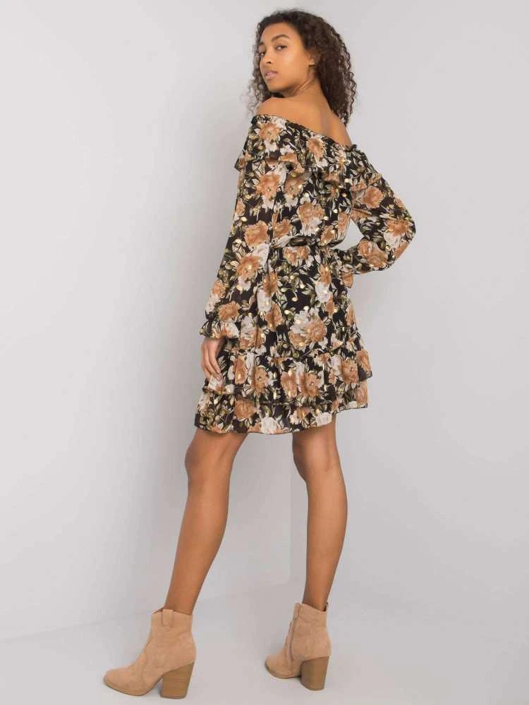 Italy Moda Suknelė-DHJ-SK-15015-2.73P-juoda-smėlio spalvos