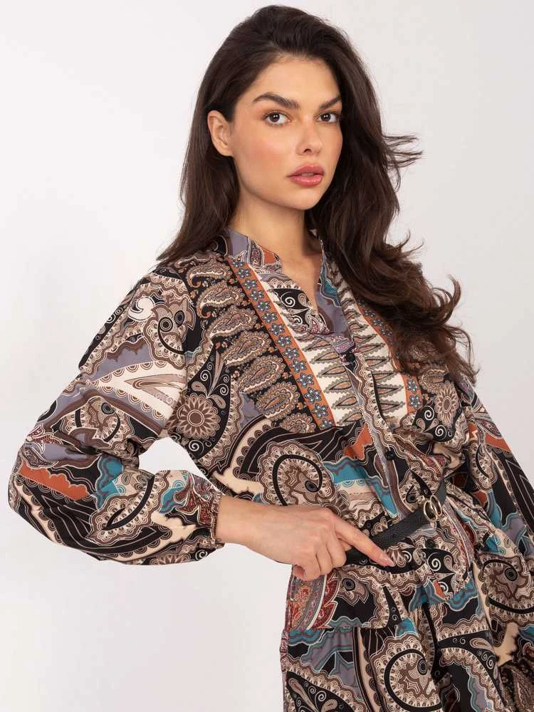 Italy Moda Suknelė-DHJ-SK-15053.61-juoda-smėlio spalvos