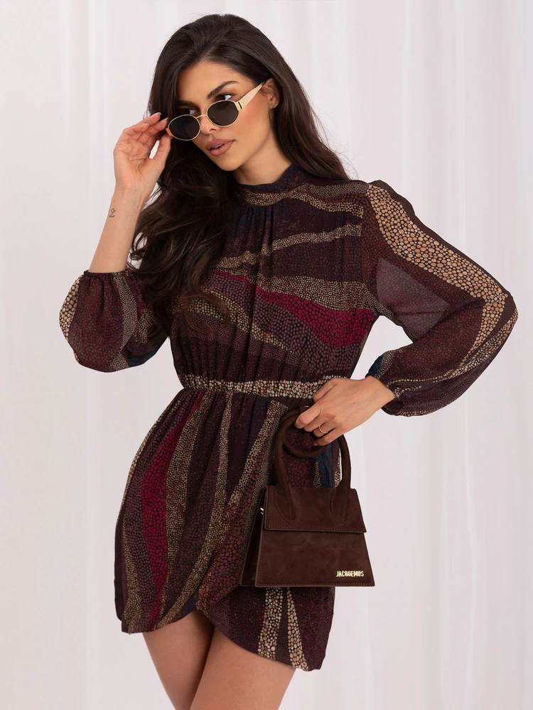 Italy Moda Suknelė-DHJ-SK-15265.90-tamsiai ruda