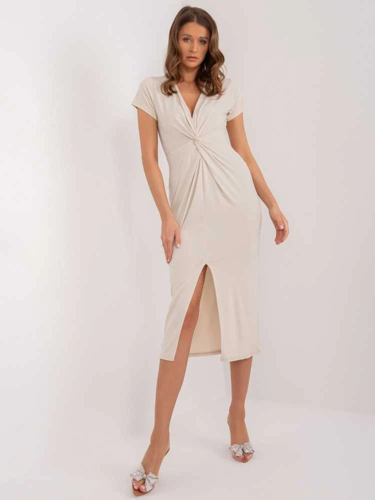 Italy Moda Suknelė-DHJ-SK-17302K.93-šviesiai smėlio spalvos