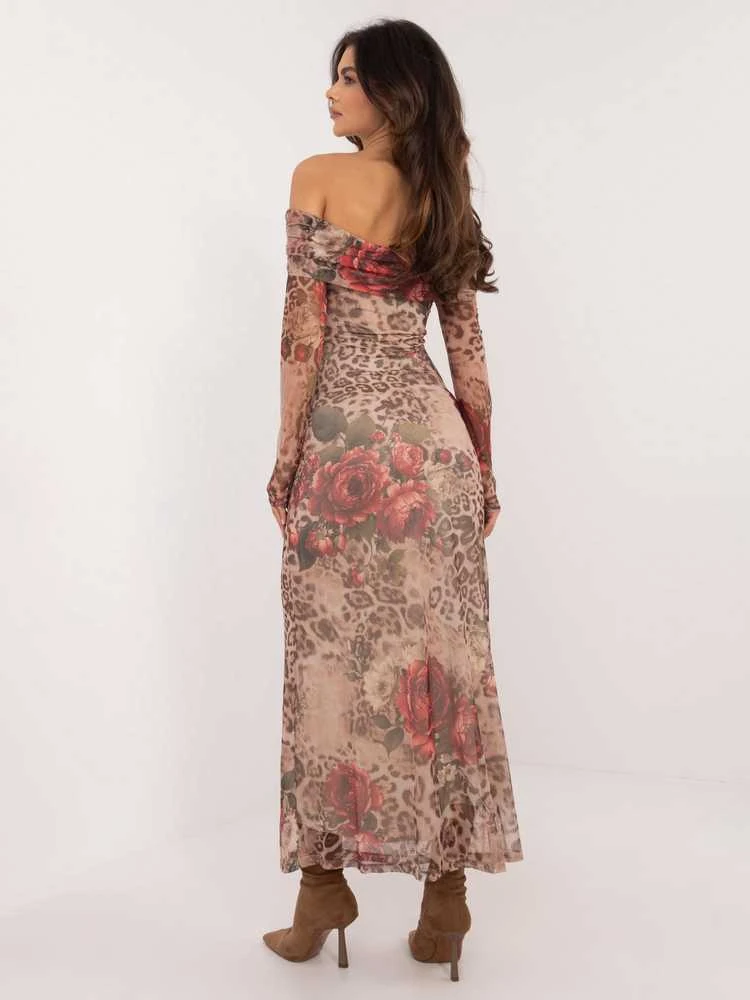 Italy Moda Suknelė-DHJ-SK-18702-1.13P-smėlio spalvos