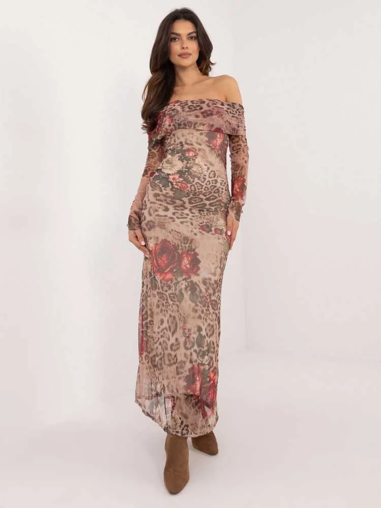 Italy Moda Suknelė-DHJ-SK-18702-1.13P-smėlio spalvos
