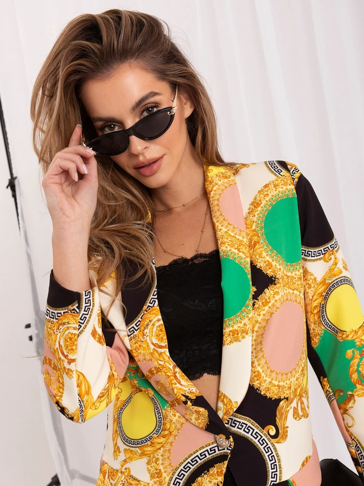 Italy Moda Švarkas moterims DHJ-MA-15621B.02-juodai smėlio spalvos