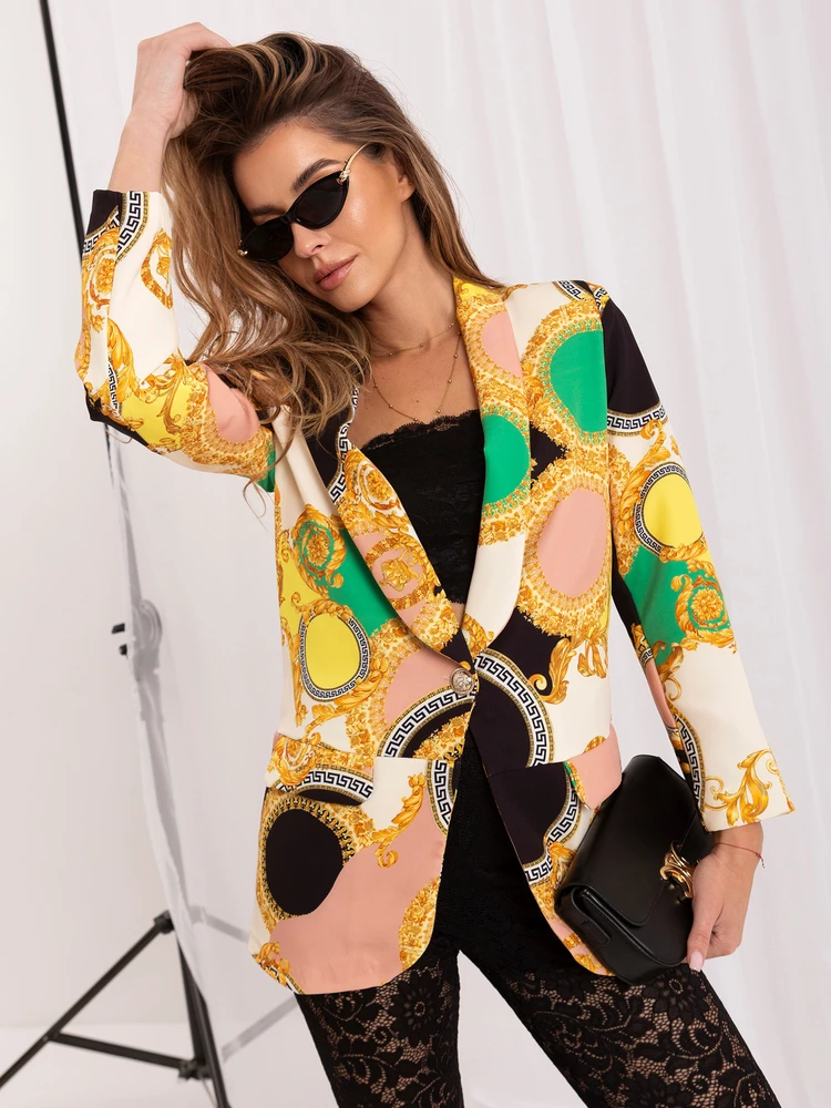 Italy Moda Švarkas moterims DHJ-MA-15621B.02-juodai smėlio spalvos