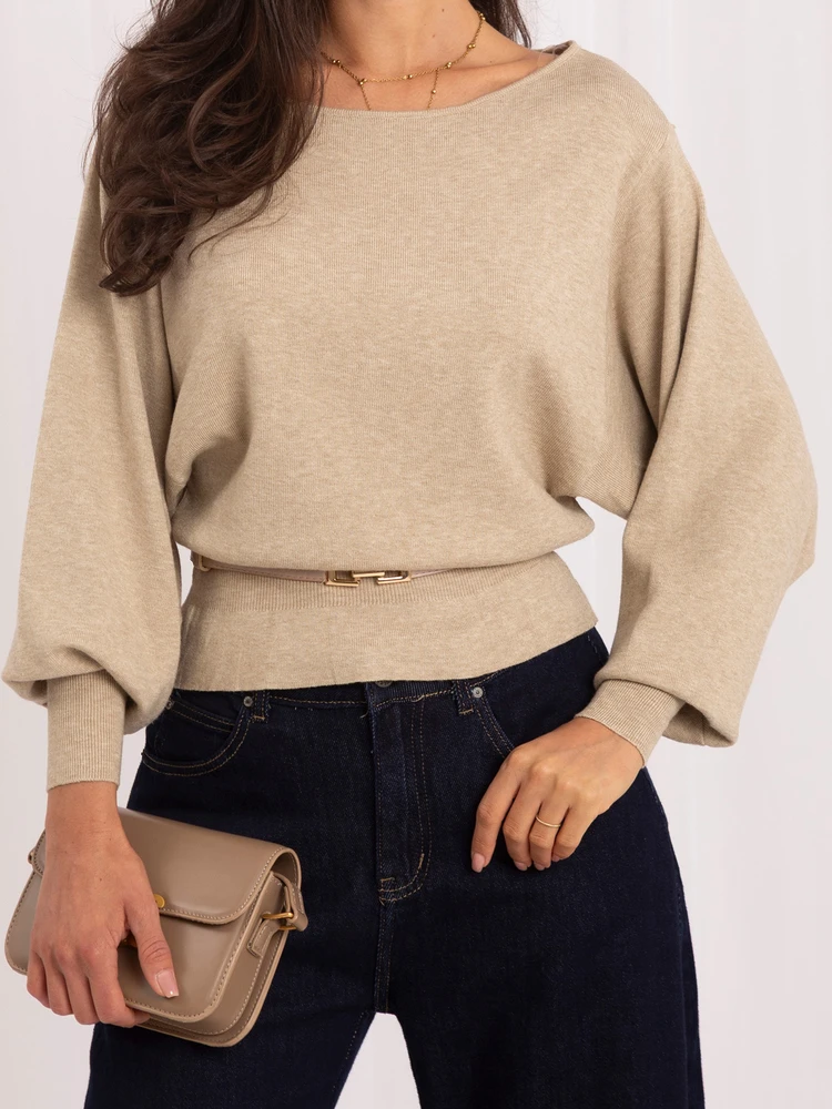 Italy Moda Sweter-IR-SW-3202.98-smėlio spalva