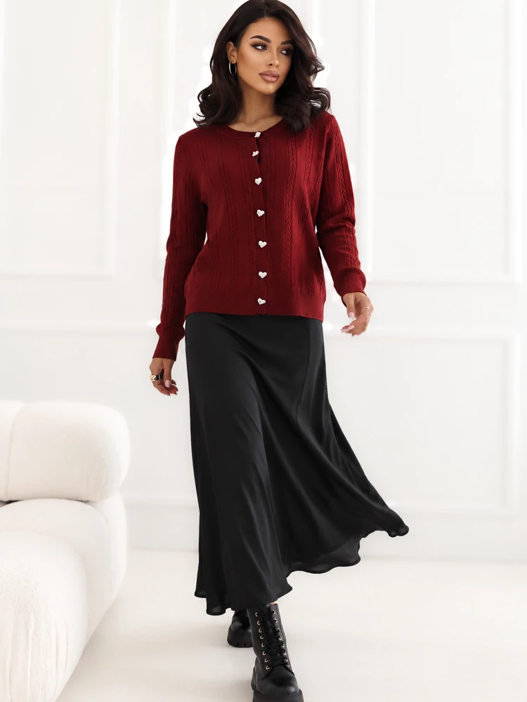 Italy Moda Sweter-IR-SW-57852.71-ciemny raudona