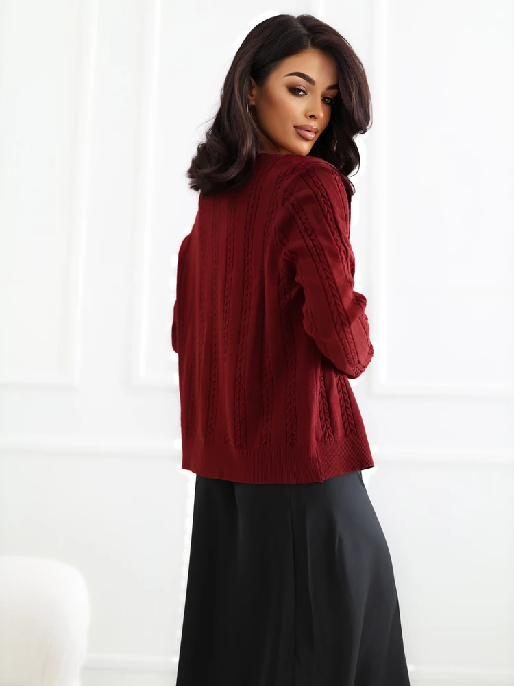Italy Moda Sweter-IR-SW-57852.71-ciemny raudona