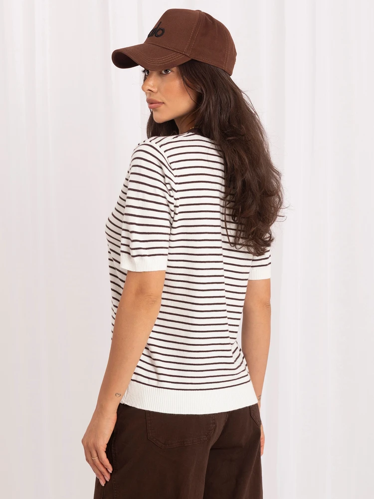 Italy Moda Sweter-IR-SW-57881.99-balta ir-ruda