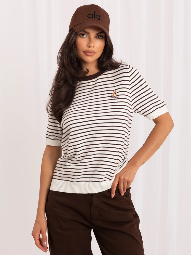 Italy Moda Sweter-IR-SW-57881.99-balta ir-ruda