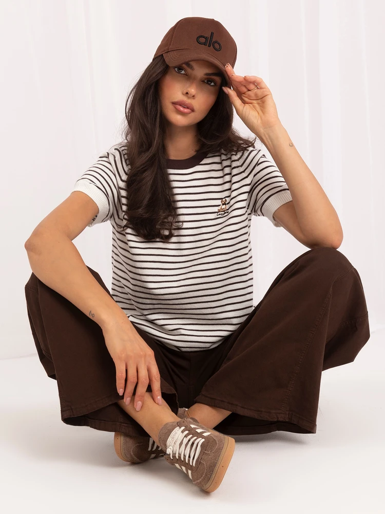 Italy Moda Sweter-IR-SW-57881.99-balta ir-ruda