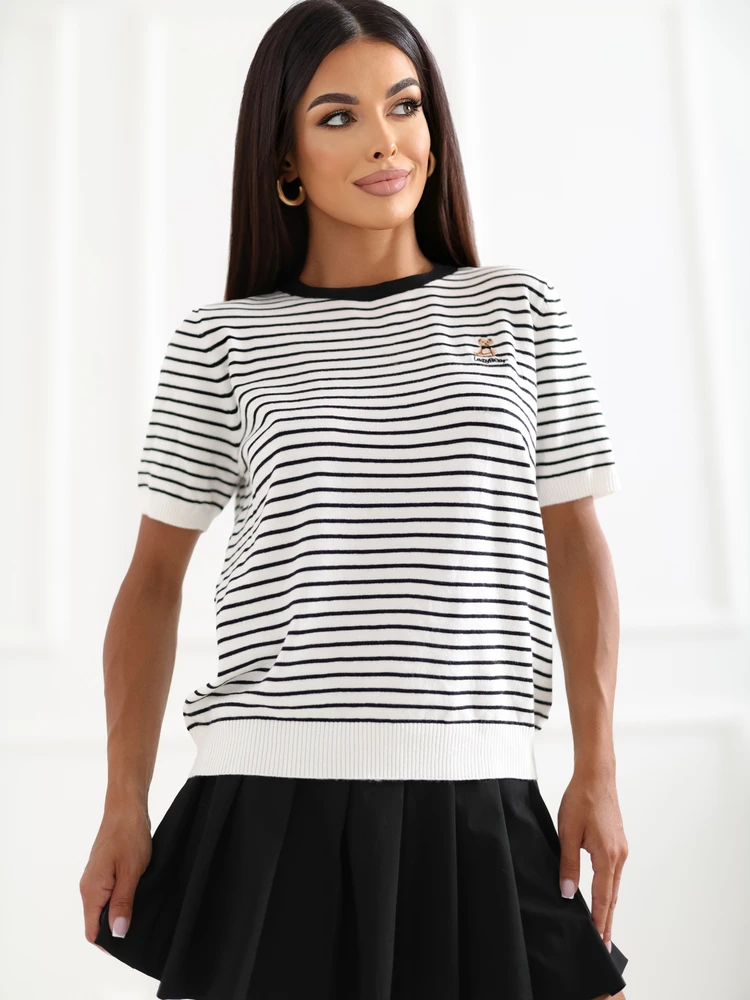 Italy Moda Sweter-IR-SW-57881.99-baltai-juodas