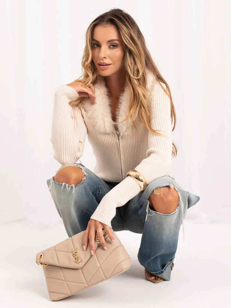 Italy Moda Sweter-IR-SW-57952.19-jasny smėlio spalva