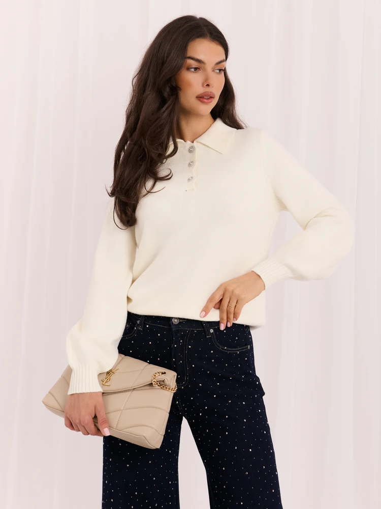 Italy Moda Sweter-IR-SW-AC-19702.14-ecru