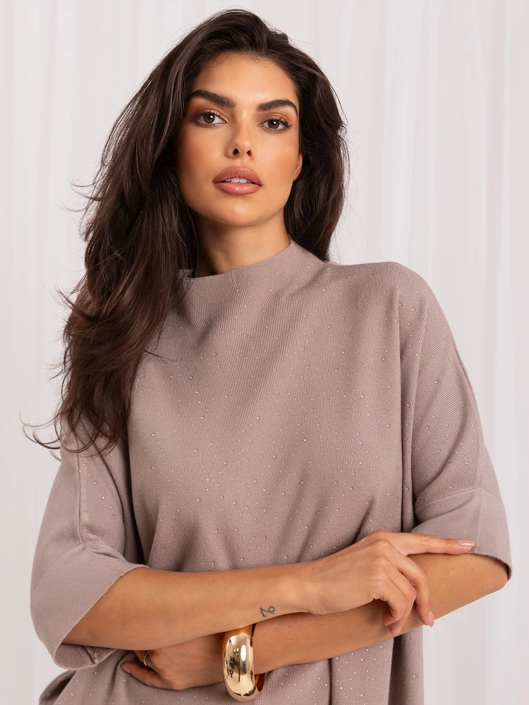 Italy Moda Sweter-IR-SW-BWC6617.75-ciemny bezowy