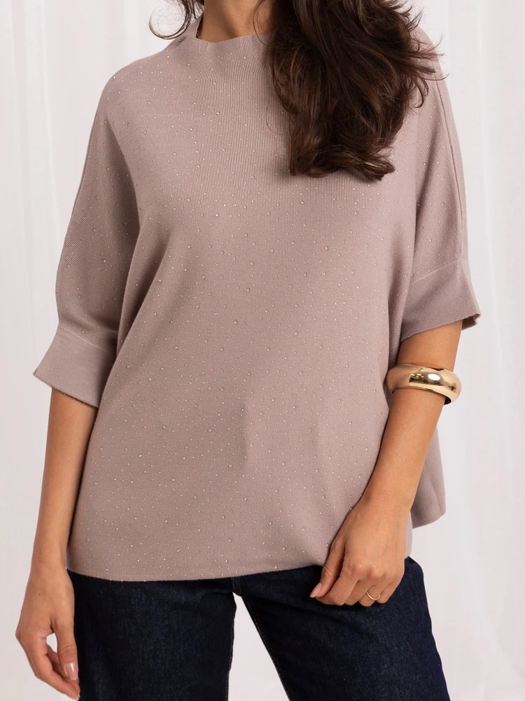 Italy Moda Sweter-IR-SW-BWC6617.75-ciemny bezowy