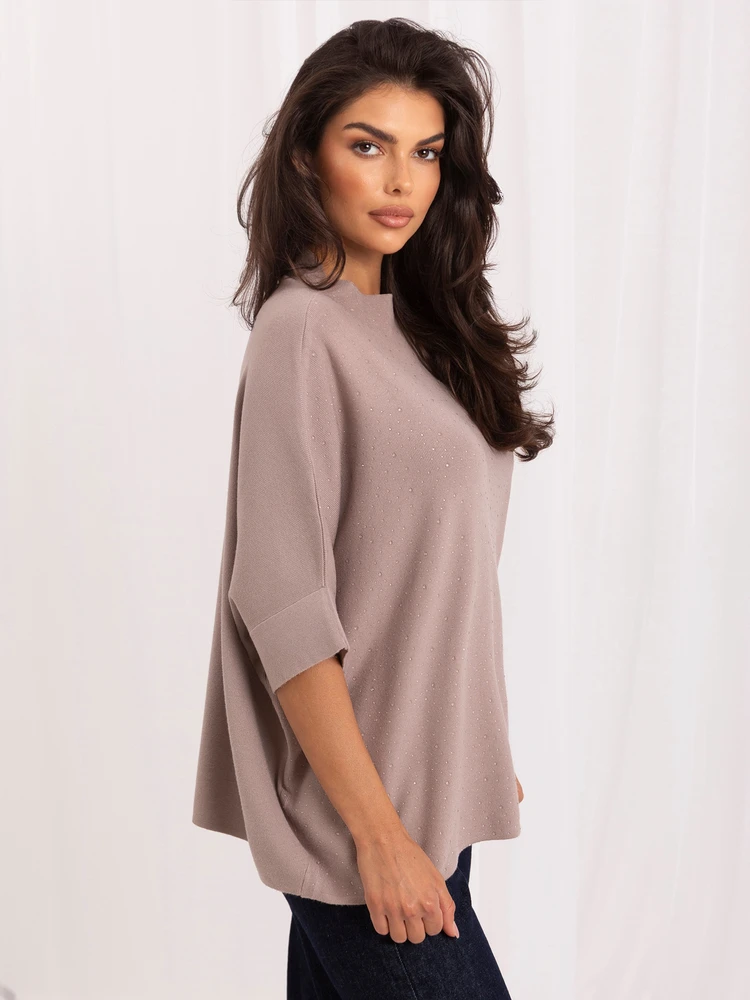 Italy Moda Sweter-IR-SW-BWC6617.75-ciemny bezowy