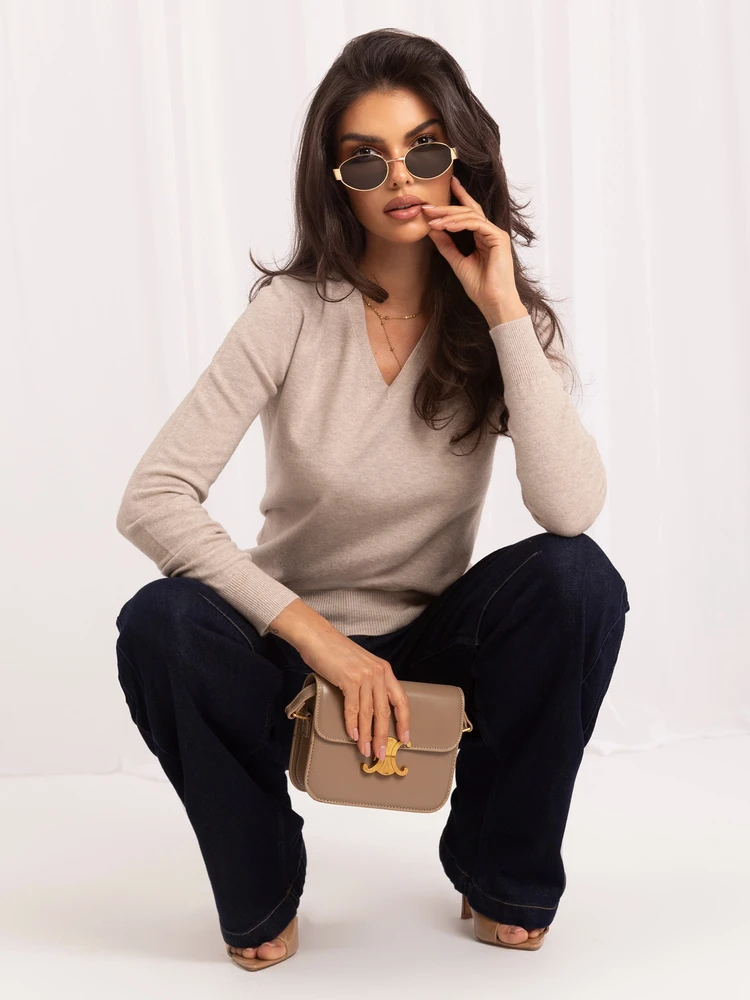 Italy Moda Sweter-IR-SW-BWE602.13P-smėlio spalva