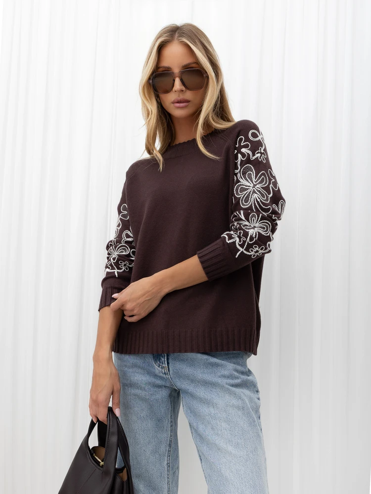 Italy Moda Sweter-IR-SW-C17123.98-ciemny ruda