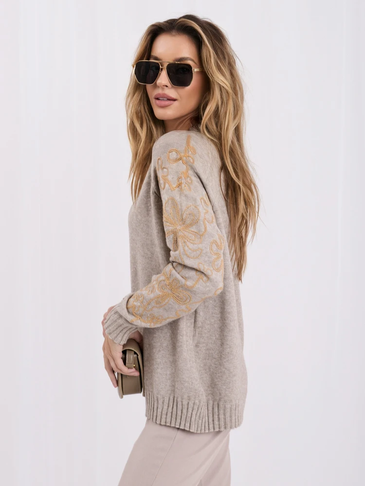 Italy Moda Sweter-IR-SW-C17123.98-smėlio spalva