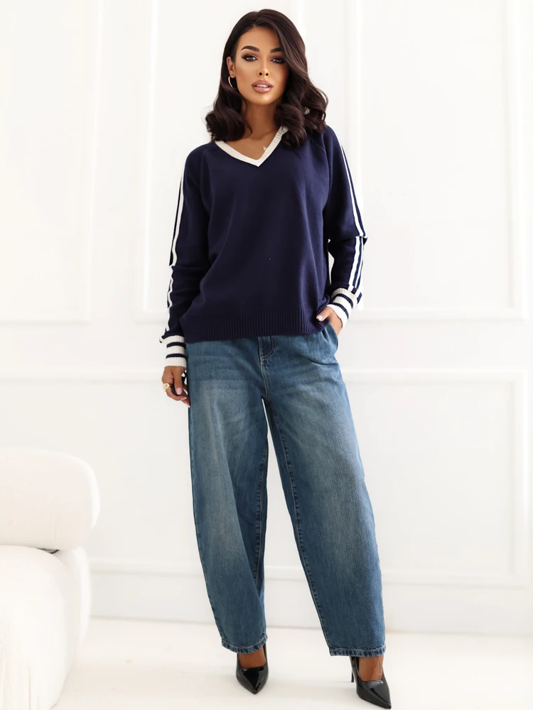 Italy Moda Sweter-IR-SW-G990.26-tamsiai mėlyna