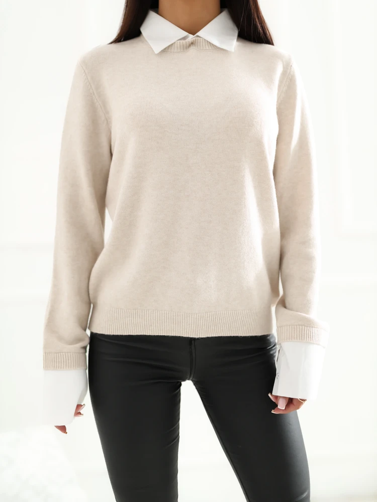 Italy Moda Sweter-IR-SW-G996.02-smėlio spalva
