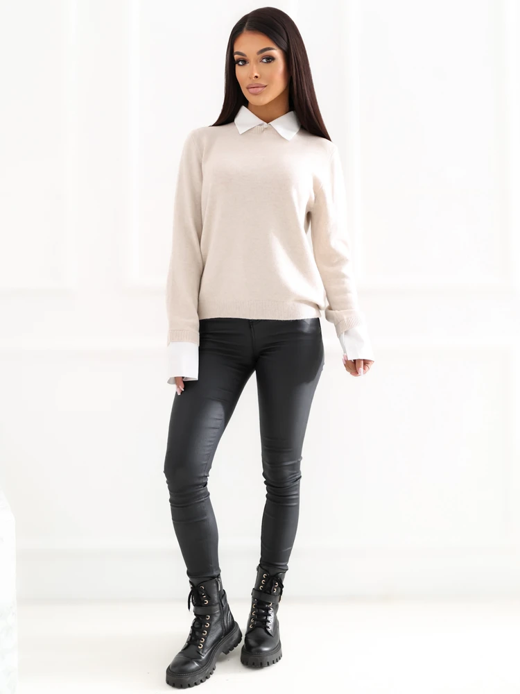 Italy Moda Sweter-IR-SW-G996.02-smėlio spalva