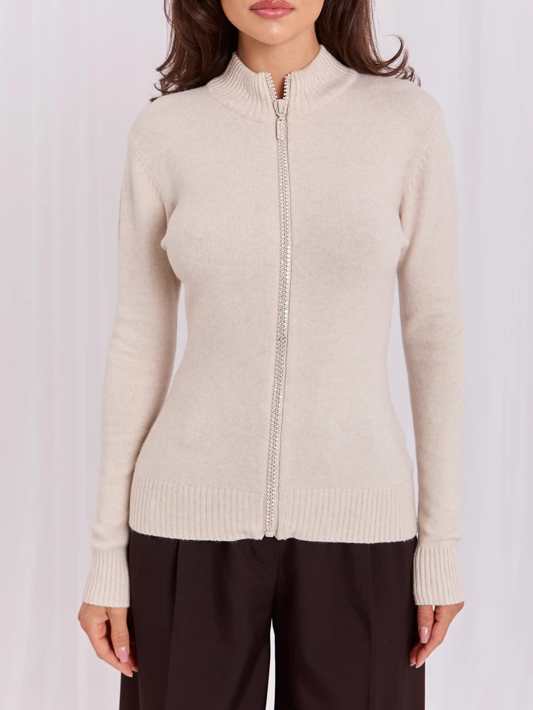 Italy Moda Sweter-IR-SW-JK7879.76-jasny smėlio spalva