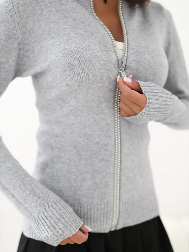 Italy Moda Sweter-IR-SW-JK7879.76-pilka