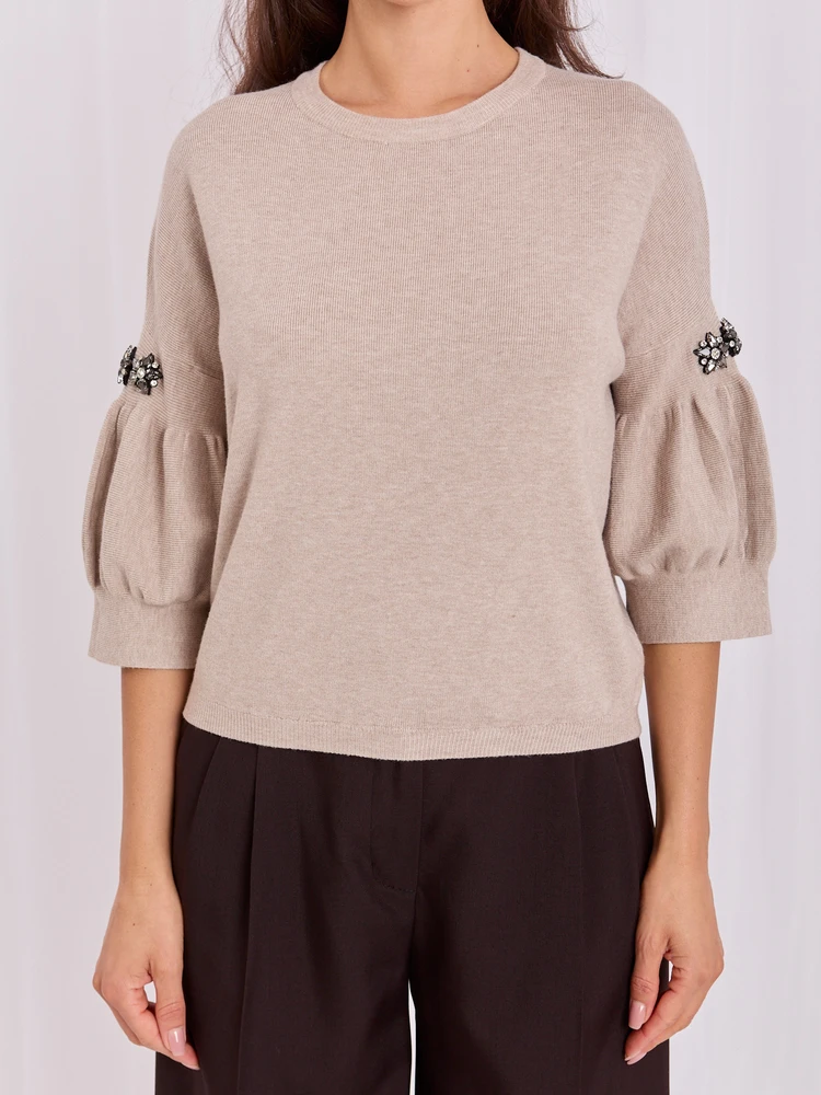 Italy Moda Sweter-IR-SW-JK8723A.01P-smėlio spalva