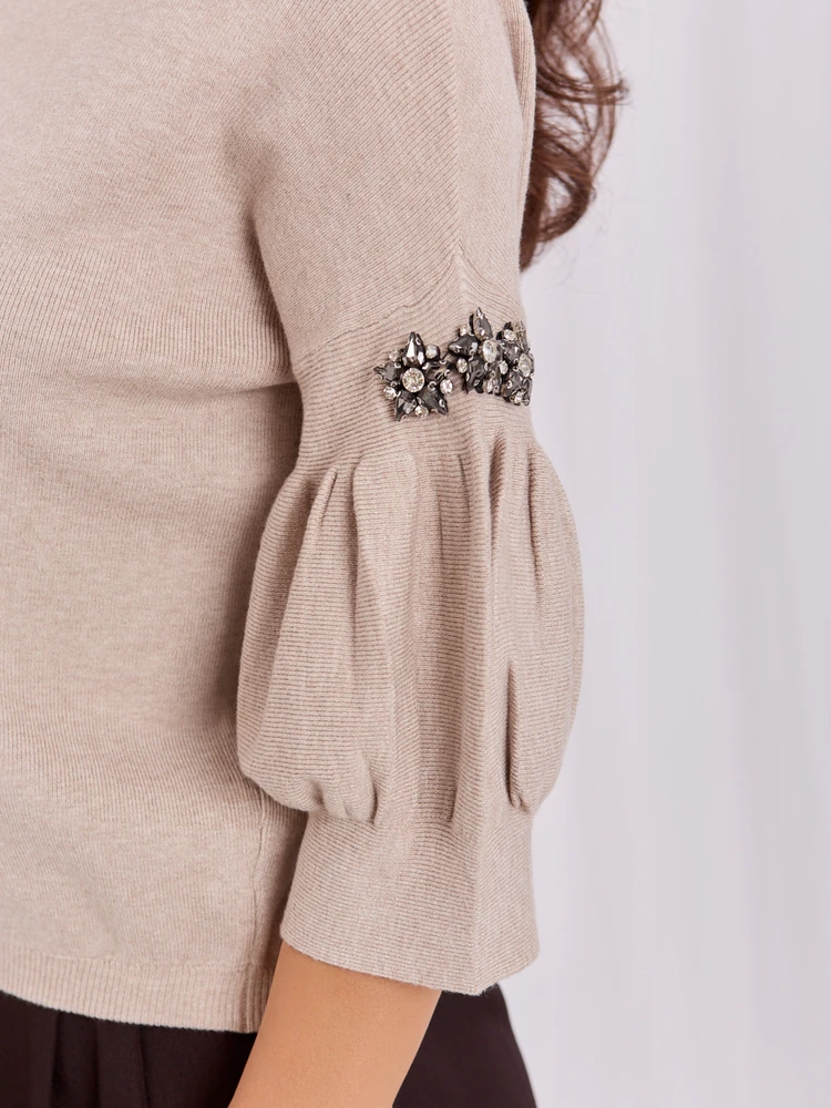 Italy Moda Sweter-IR-SW-JK8723A.01P-smėlio spalva