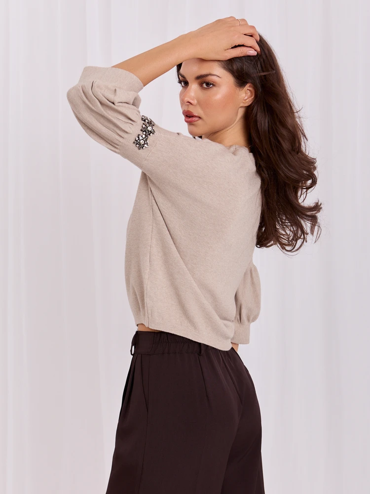 Italy Moda Sweter-IR-SW-JK8723A.01P-smėlio spalva
