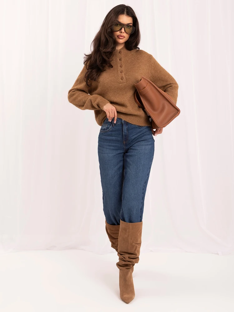 Italy Moda Sweter-IR-SW-K17003.99-camelowy