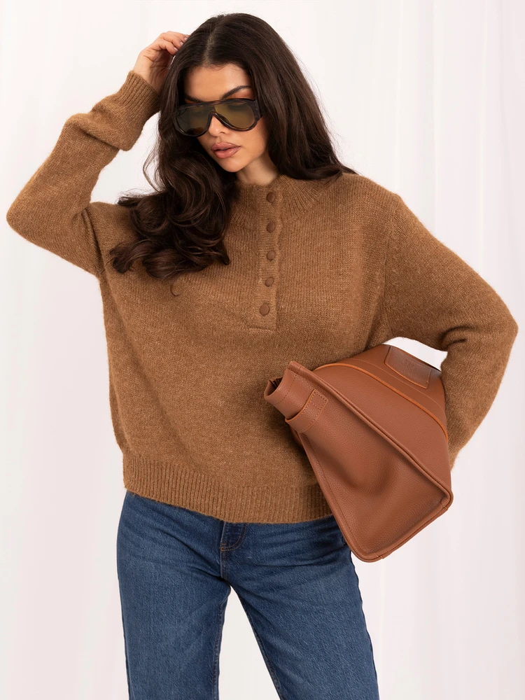 Italy Moda Sweter-IR-SW-K17003.99-camelowy