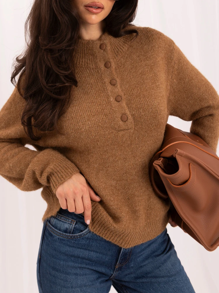 Italy Moda Sweter-IR-SW-K17003.99-camelowy