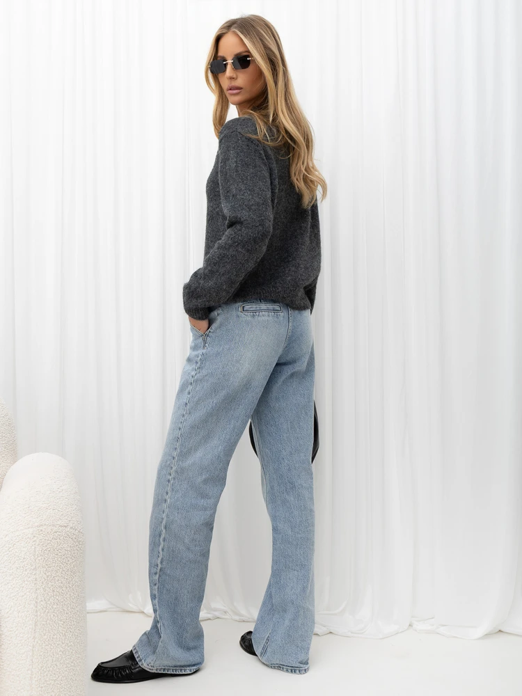 Italy Moda Sweter-IR-SW-K17003.99-ciemny pilka