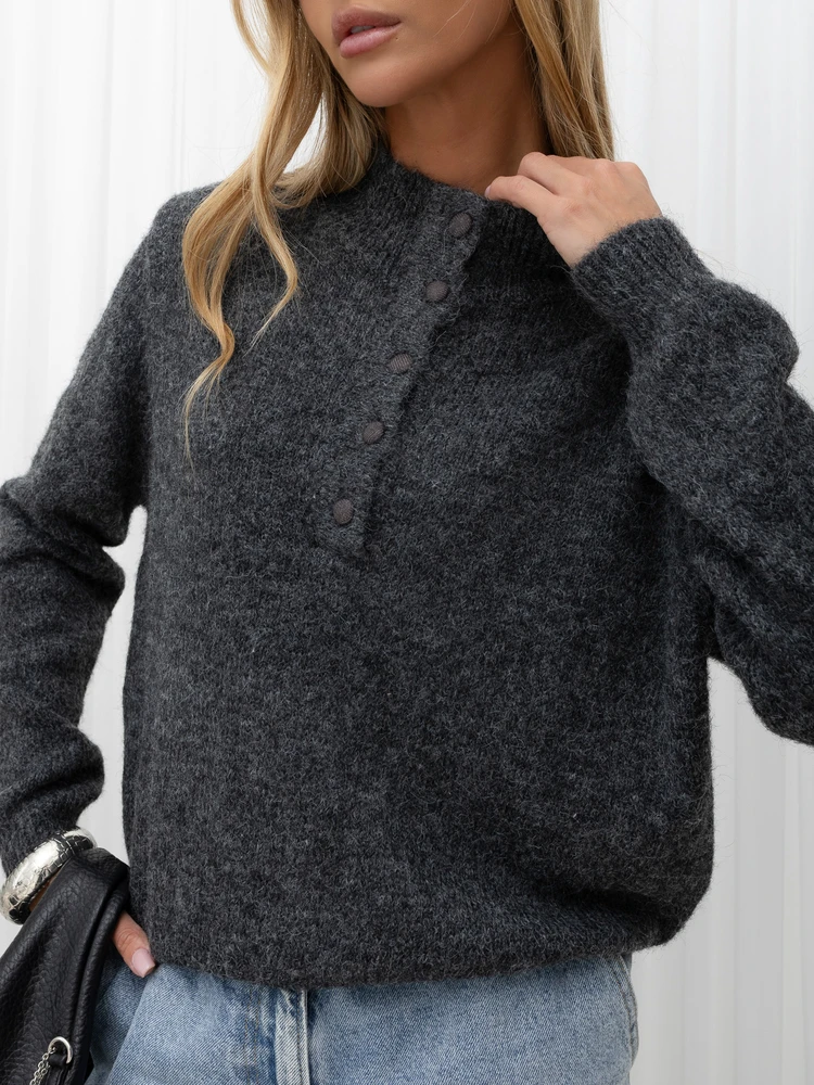 Italy Moda Sweter-IR-SW-K17003.99-ciemny pilka