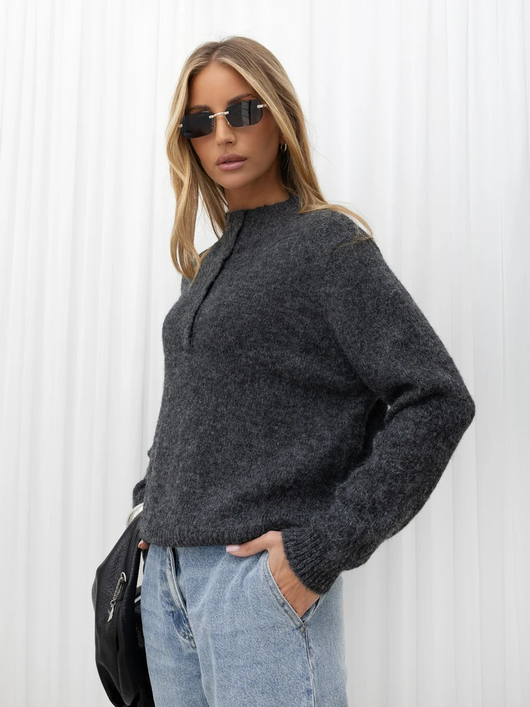 Italy Moda Sweter-IR-SW-K17003.99-ciemny pilka