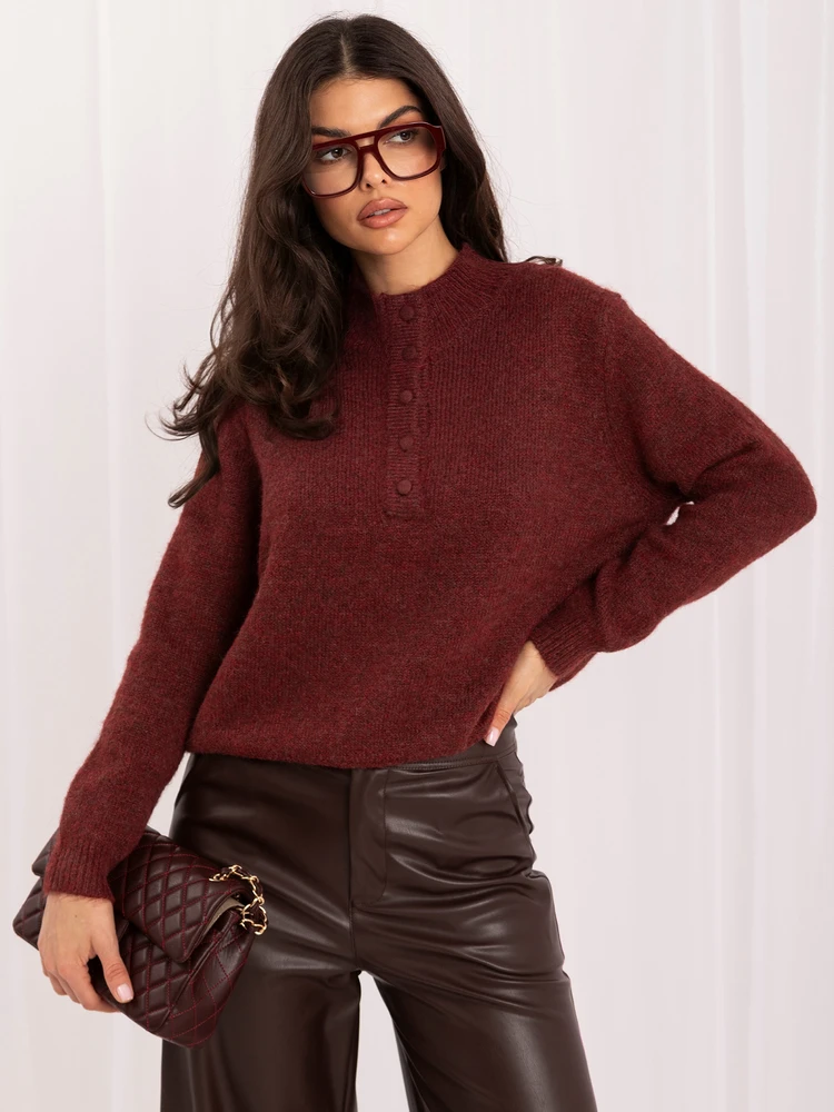 Italy Moda Sweter-IR-SW-K17003.99-ciemny raudona