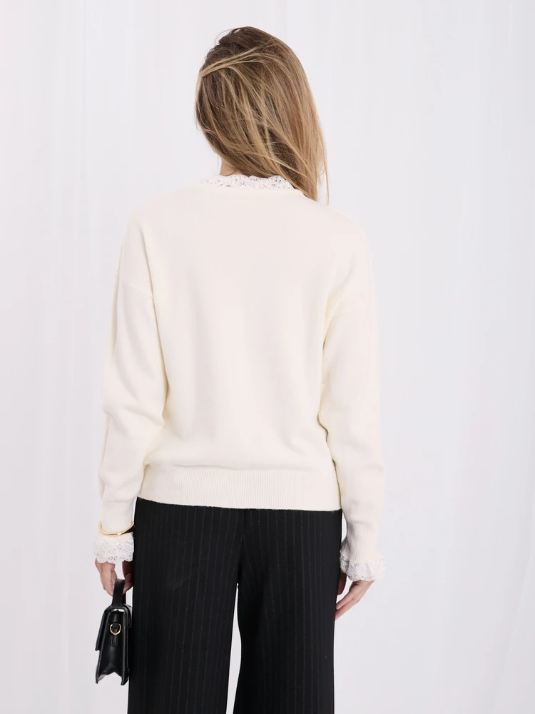 Italy Moda Sweter-IR-SW-QF3051.02-ecru