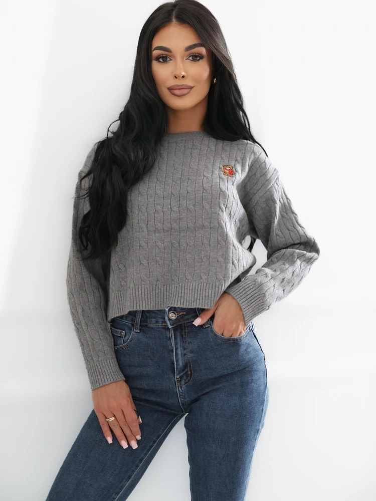 Italy Moda Sweter-IR-SW-QF3080.70-pilka